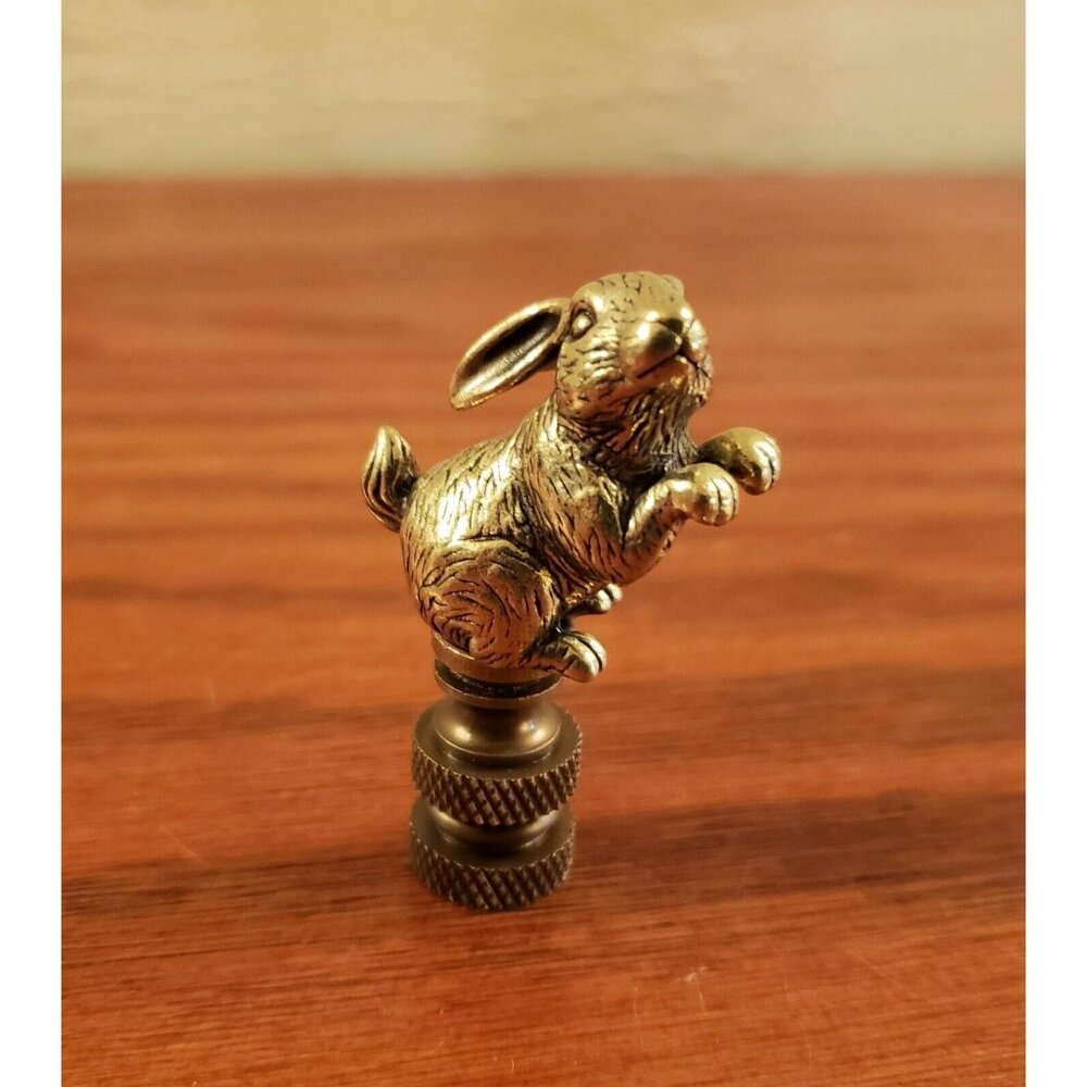 Rabbit Lamp Finial Retro Standing Bunny Detailed Shade Topper Brass